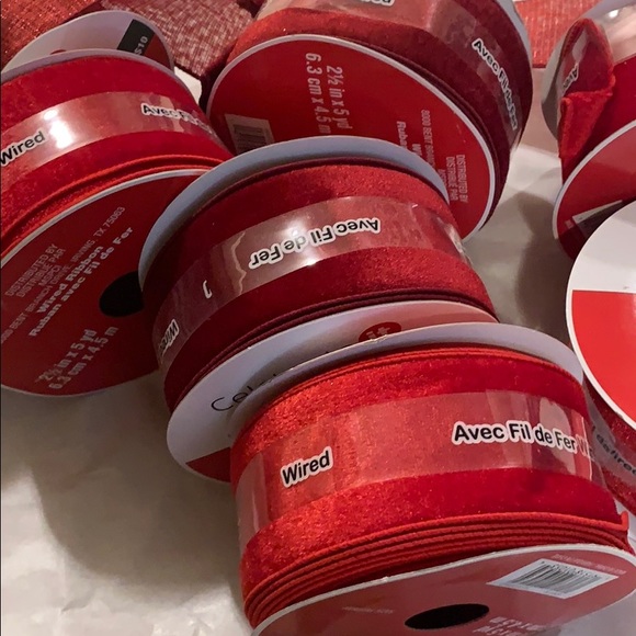 7 rolls thick christmas wired ribbon red - Picture 3 of 3